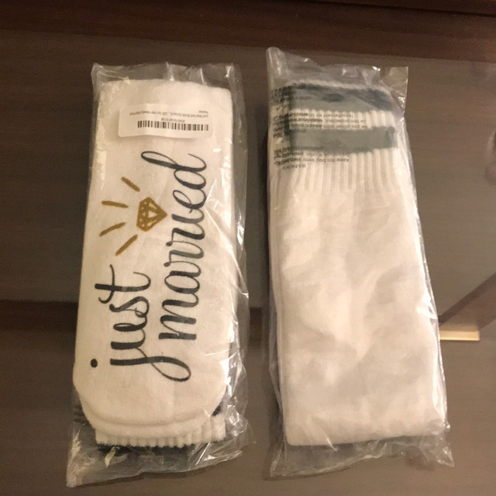 Just married white knees socks